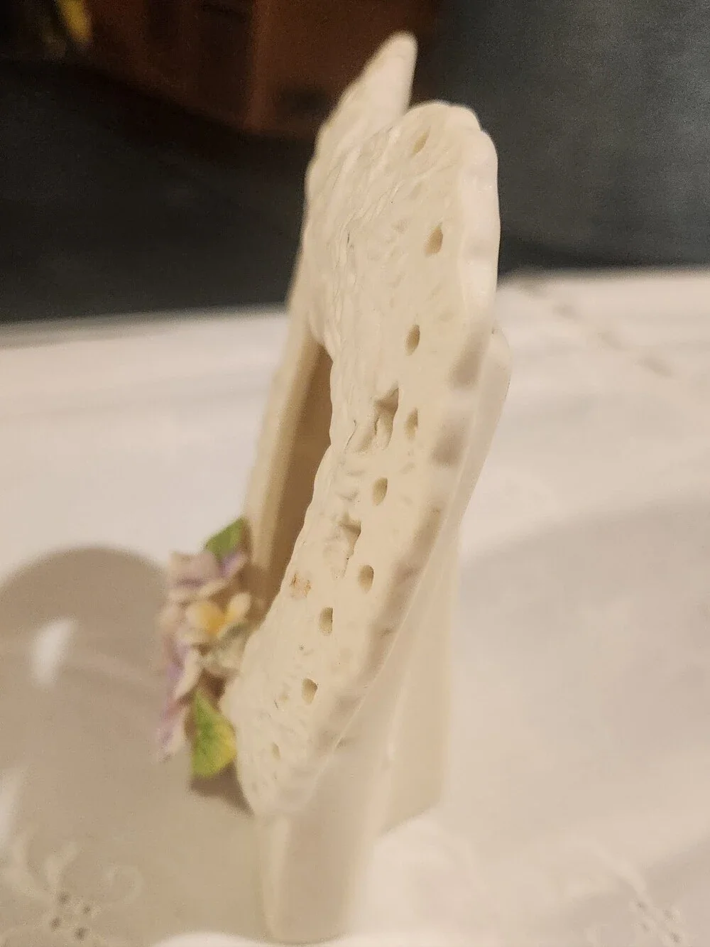Vintage Porcelain Heart Shaped Ivory Picture Frame
